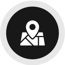 Map icon with location pin symbol.